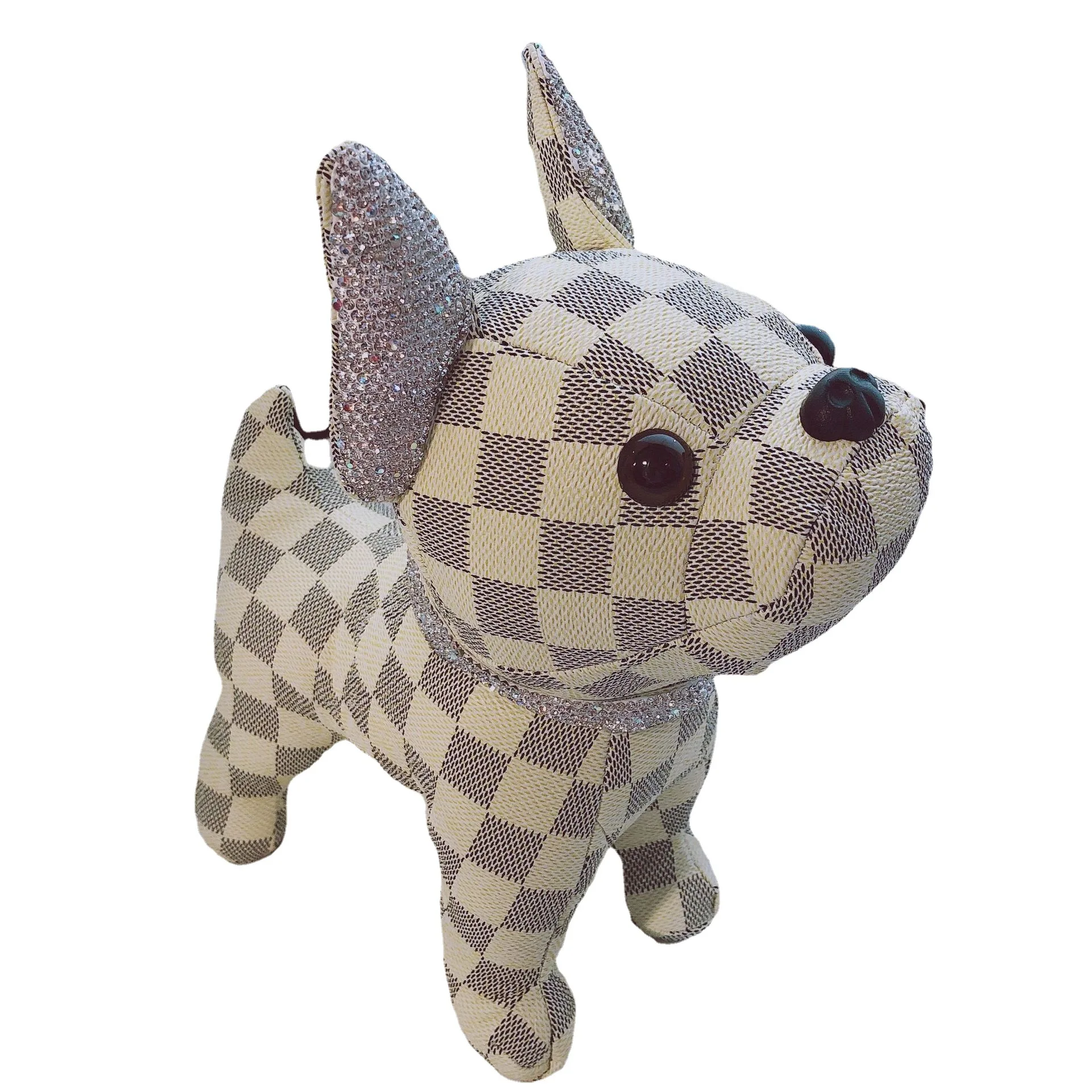 Source New Design Checkerboard Leather Small Size Stuffed Plush Dog Toy on  m.