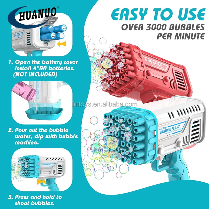 Kids Outdoor Toys 36 Holes Bazooka Gun Toy Bubbles Blower Toys Bubble Gun