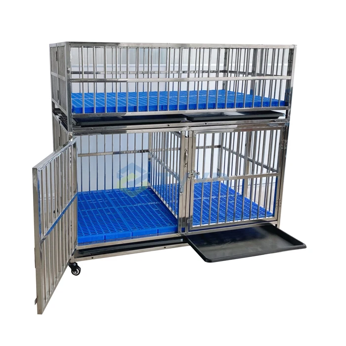 Folding Stackable 2 Layers Double Multi Layers Stainless Steel Tube Dog Kennel Cage