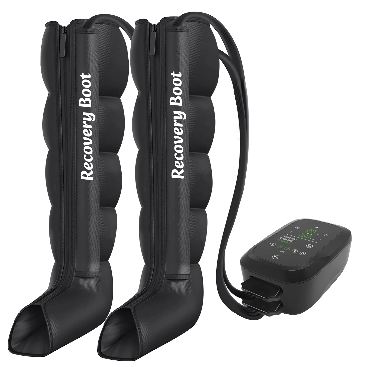 Recovery Boots for Rechargeable Muscle Soreness and Pain 5 Overlapped Chambers Air Compression Leg Massager