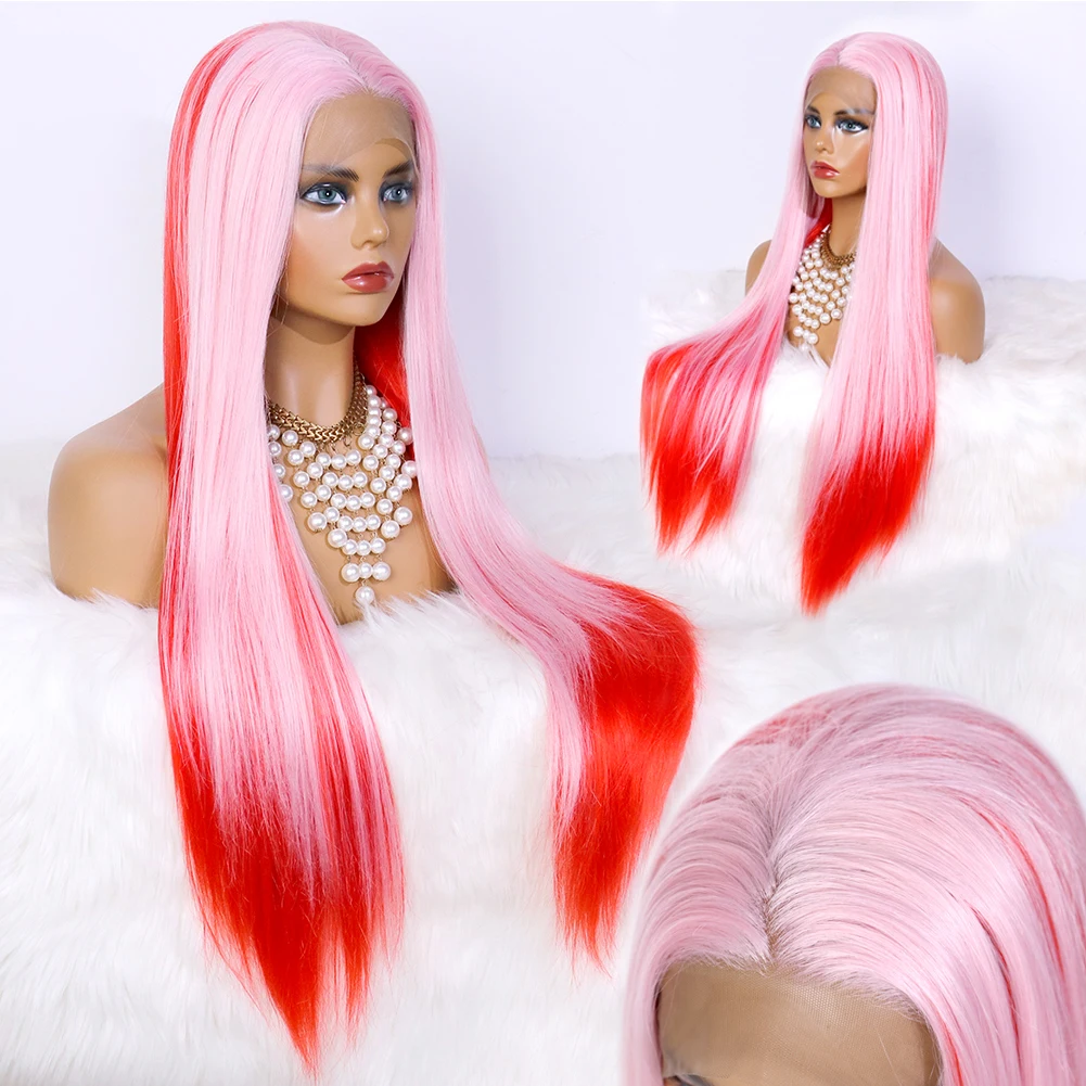 Synthetic Lace Wig Pink Ombre Red Long Straight Hair Colorful High  Temperature Resistant Wig Cosplay Halloween Costume Wig - Buy Curly  Synthetic Lace Wig,Colorful Lace Wig,Long Synthetic Lace Wig Product on  Alibaba.com