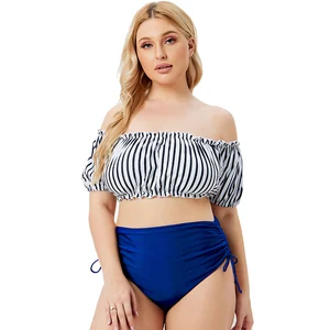5XL Wholesale Plus Size Swimwear for Fat Women Custom Design High Waist Zebra Print Sexy Swimsuit Bikini Beach Wear