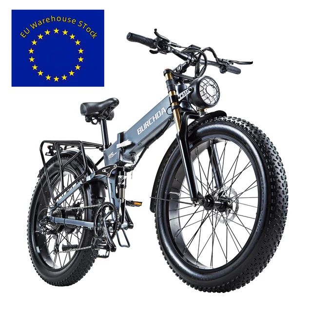 EU STOCK DDP Fatbike Electric Folding Bike Burchda R5 PRO 48V20Ah 26-inch Aluminum Alloy Fat Tire EBIKE SHIMANO 7 SPEED