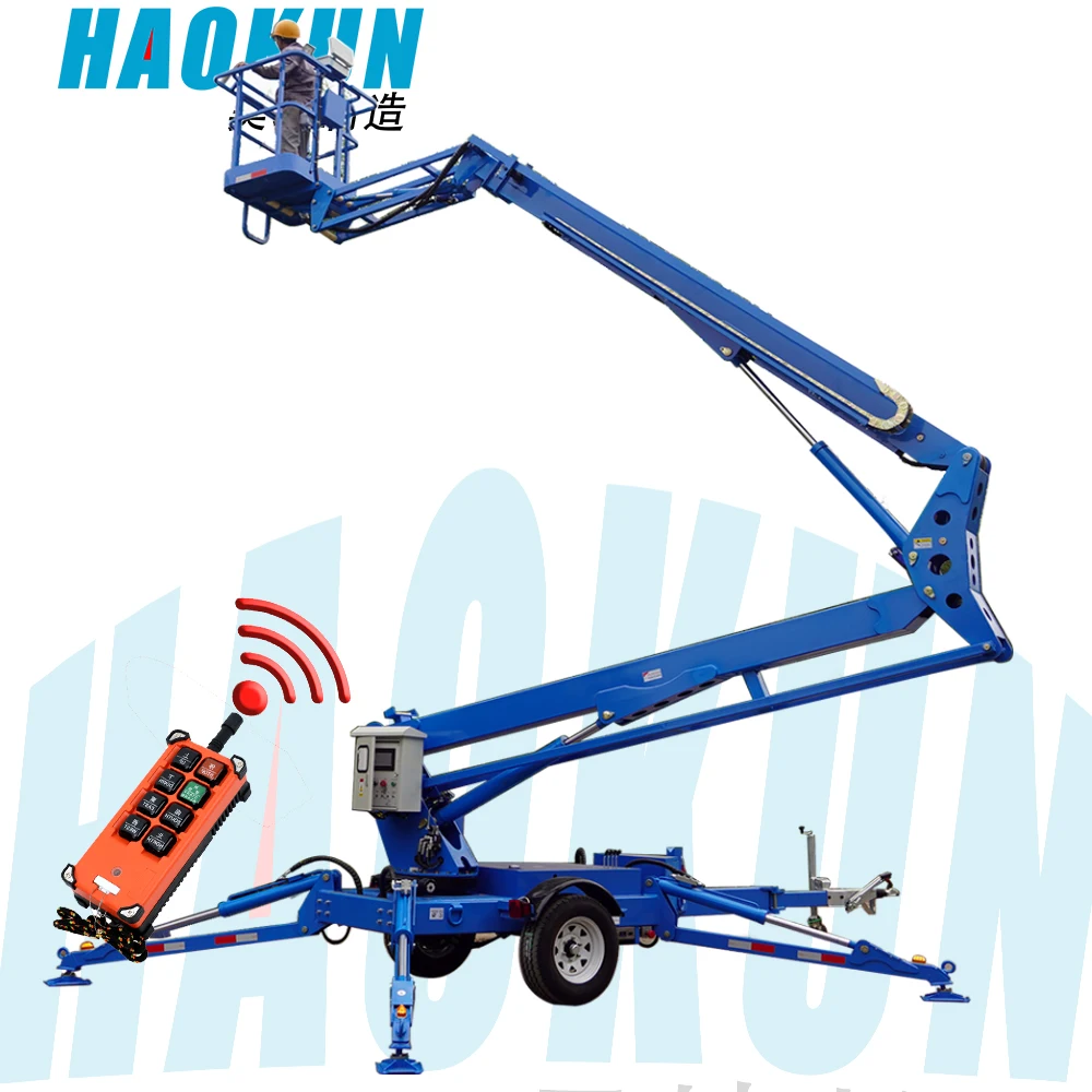 18m Arkadan Çekilen Tekerlekli Boom Lift Teleskopik Spider Adam Lift inşaat ve bakım için