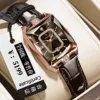EU-785 Rose Gold Brown Leather Belt (EU Standard)