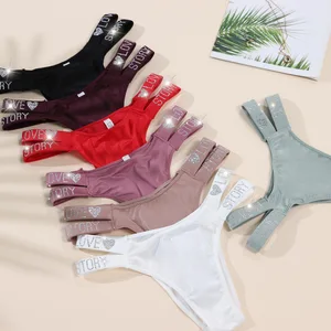 Women Lace Underwear Women Panties Thong Low Waist Sexy Secret Rhinestone Belt G-string Lingerie Brief Seamless Panty  0562