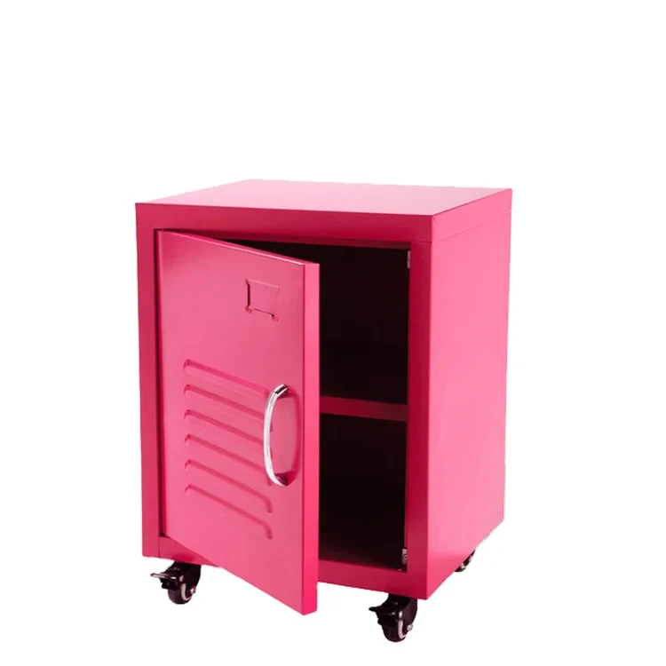 Small Size Storage Cabinet on Wheel Metal Bedside Cabinet