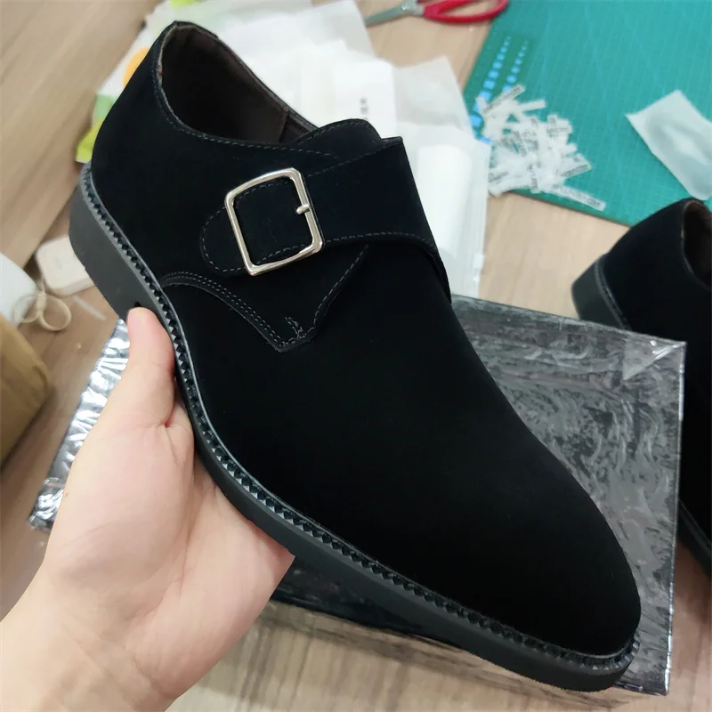 Dress Shoes Faux Suede Leather Comfortable Fashion Slip on Formal Business  Men Monk Strap Shoes