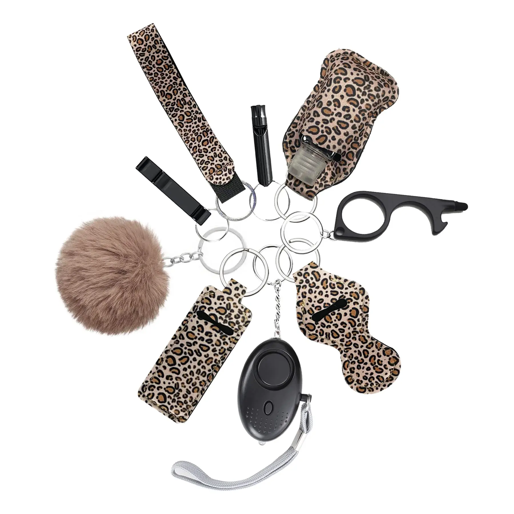 Kit Personal Safety Protection Survival Alarm Key Chain Accessories Aluminum Tool Self Defense Keychain Set for Women Girl