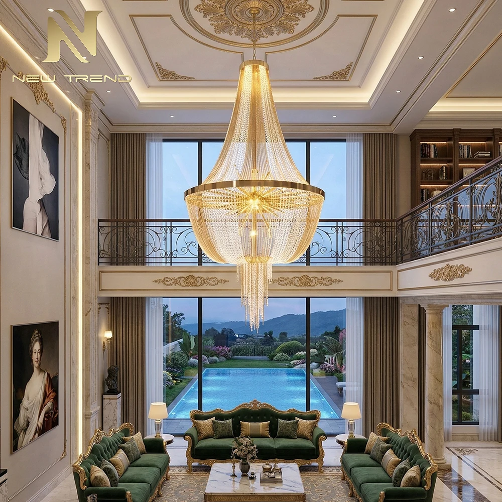 CPL-470 Büyük Çağdaş K9 Kristal Avize, Otel Ticari Alanı İçin Özel Tanıtım Aydınlatma Projesi