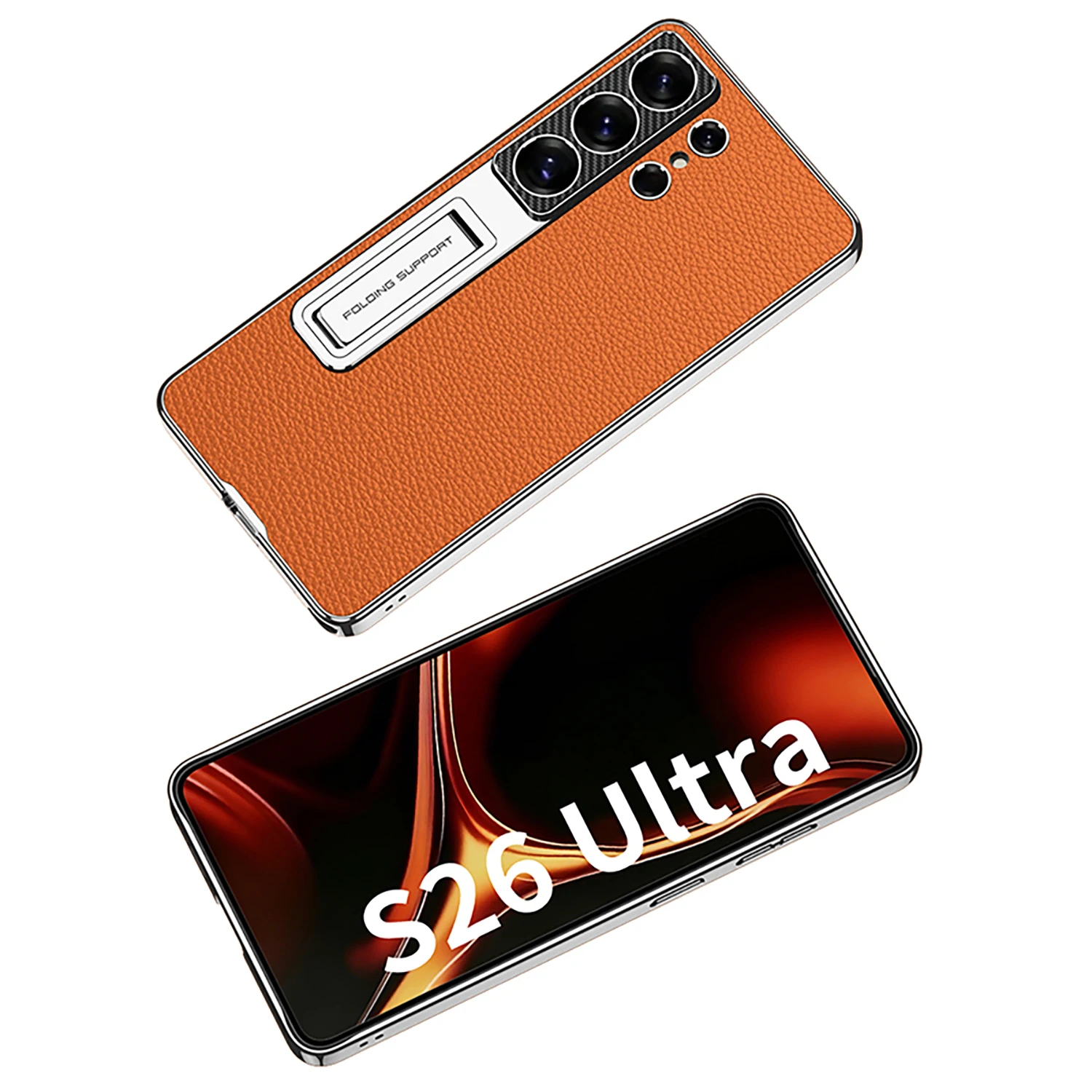 For Samsung Galaxy S26 S25 Ultra Case S24 ultra S26 Original GKK plating leather stand phone Cover case with kickstand