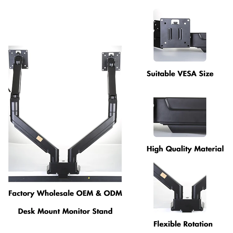 Strong Durability and Stability Single Dual Monitor Stand Fit 17 35 49 Inch Computer Screen Flexible Adjustment Monitor Stand