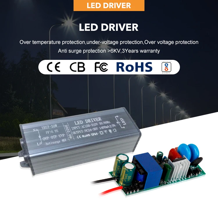 12v24v Waterproof Ip67 Led Light Driver Led 50w 1500ma Constant Current