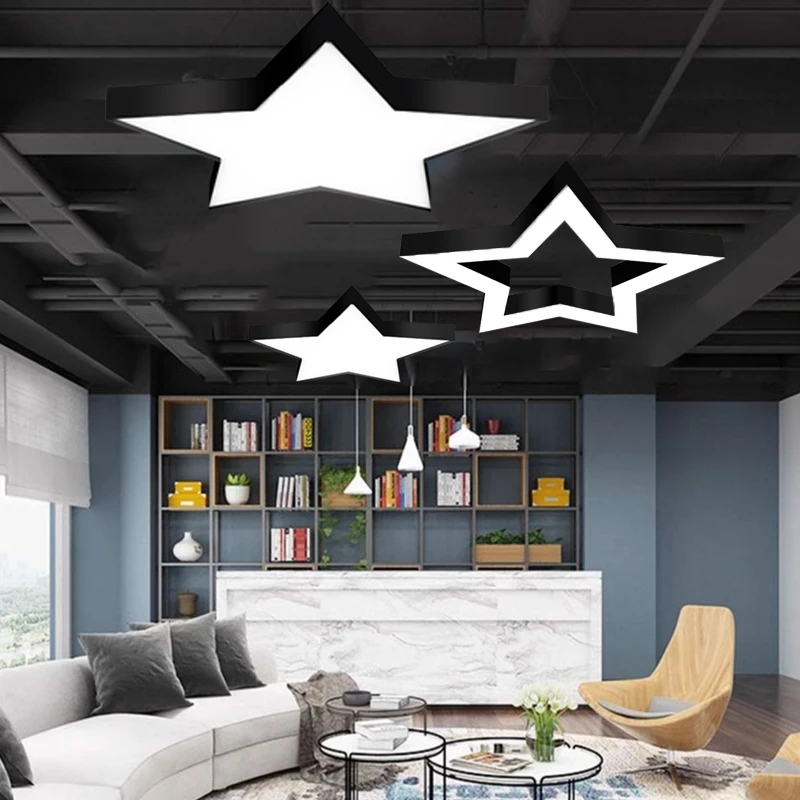 LED Shaped Star Creative Irregular Hexagonal Pendant Light for Office Gym Shopping Mall & Supermarket- Energy Efficient