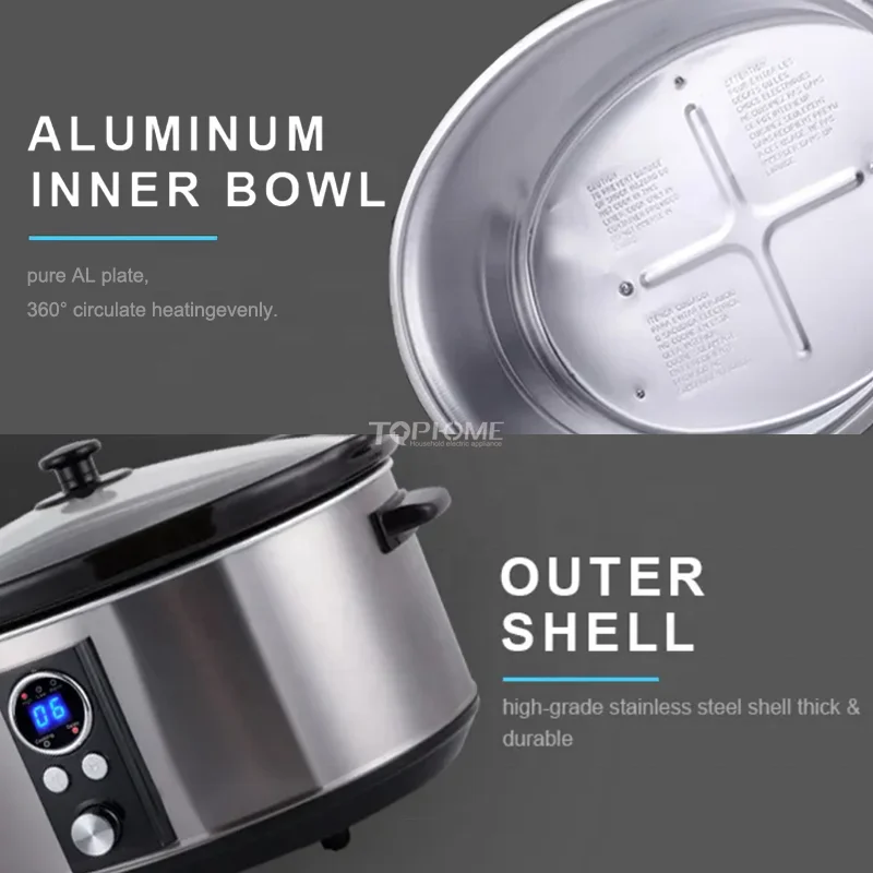6.5l Multifunction Slow Cooker Aluminium Inner Pot Programmable Digital