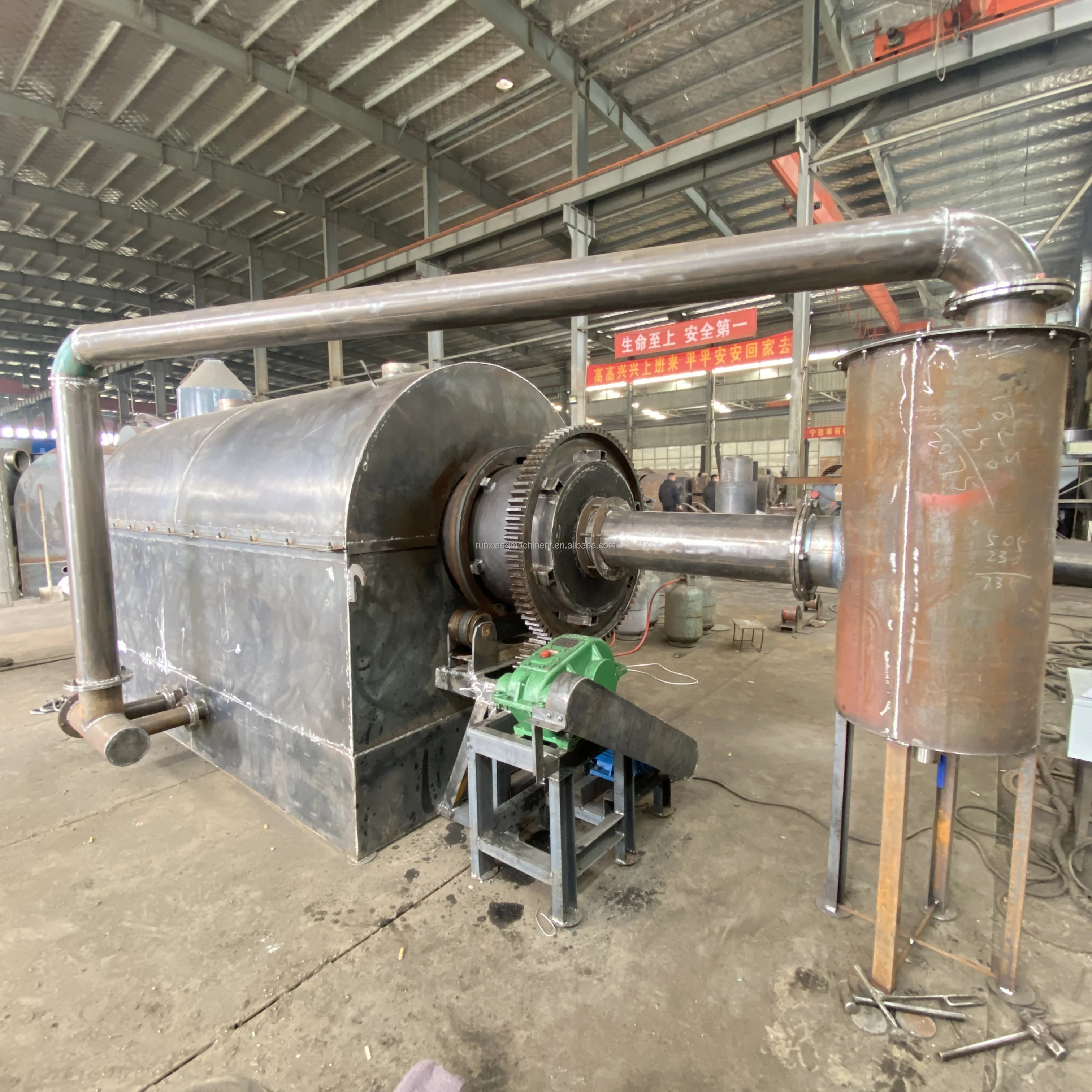 Hot Air Flow Continuous Rotary Biochar Pyrolysis Carbonization Stove Bio Carbon Charring Furnace Wood Charcoal Making Machine
