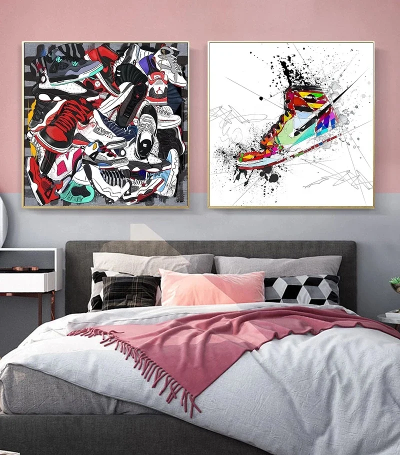 Graffiti Sports Board Shoes Sneakers Canvas Painting Art