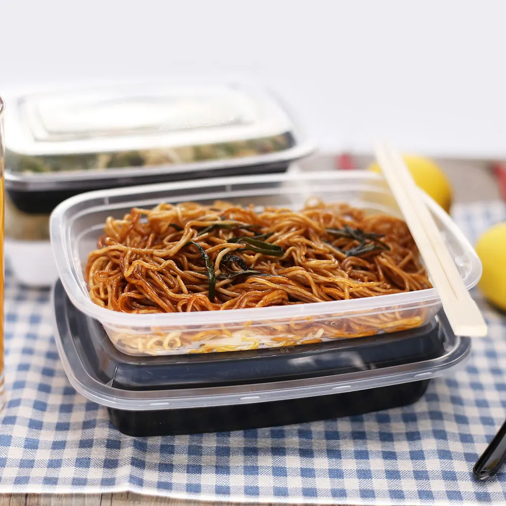 Rectangular Recyclable Disposable Tiffin Box Plastic Food Containers Storage Box Food Lunch Box with Lid