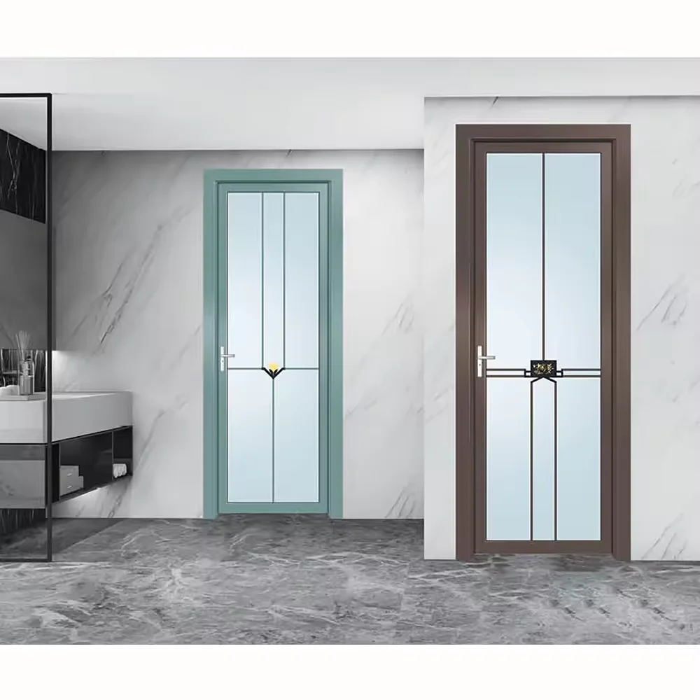 Modern Style Hot Price Toilet Door Design Aluminium Bathroom Door 2023 New Arrival Aluminum for Sale Customized Glass Door