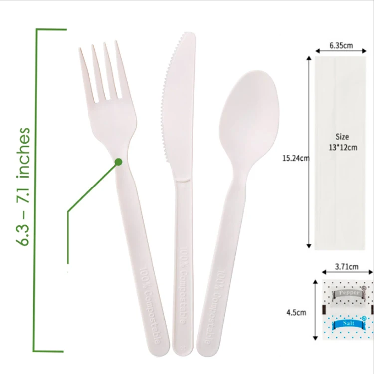 China Manufacturer Disposable Fork Spoon Knife Teaspoon Cutlery Set with Customized logo Wrapped