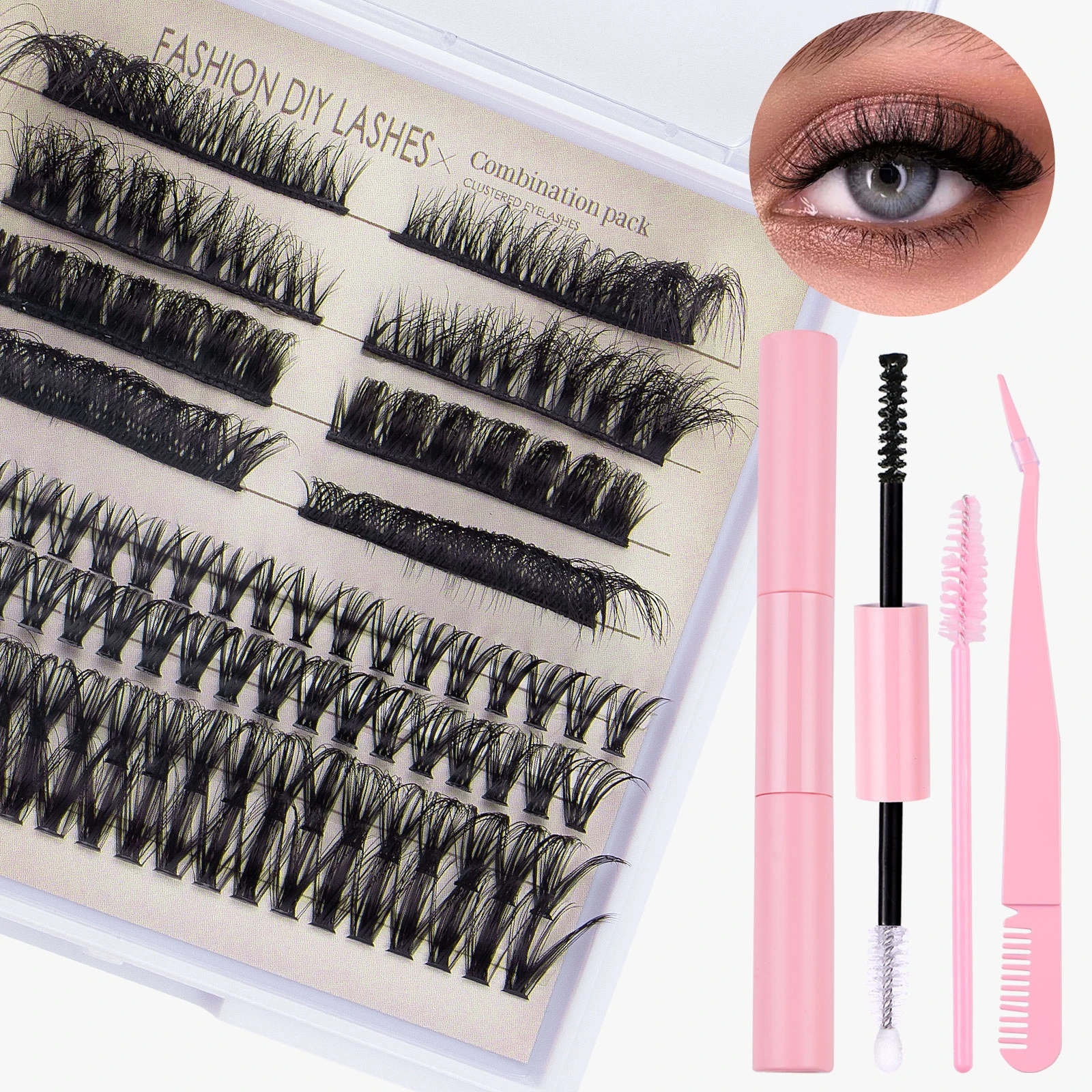 Wholesale Individual Lash Clusters Mink Tray Eyelash Extention D Curl ...