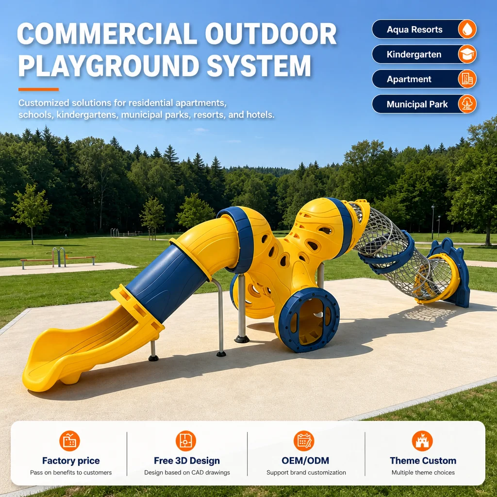 Molecular Climbing Outdoor Playground Equipment Kids Frame Slide Swing Set Galvanized Steel CE ASTM Certified OEM Wholesale Safe