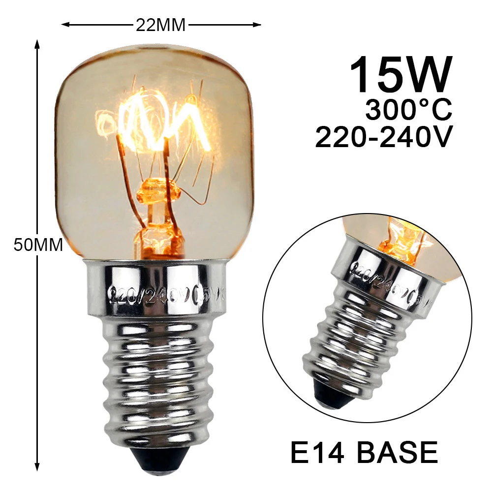 E14 Ovenlamp Dimbaar, T22 Zoutlamp, SES E14 Oven Lamp, 2700K Warmwit, 160 Lumen, Hittebestendig tot 300 Graden, voor Oven, Grilloven, Zoutlamp, Magnetron, Koelkast, 3 Stuks