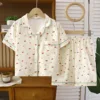Nns-lapel pajamas beige cherry