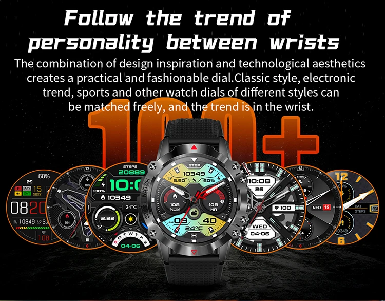 2023 Newest Kr10 Outdoor Sport Three Defenses Smartwatch Long Battery