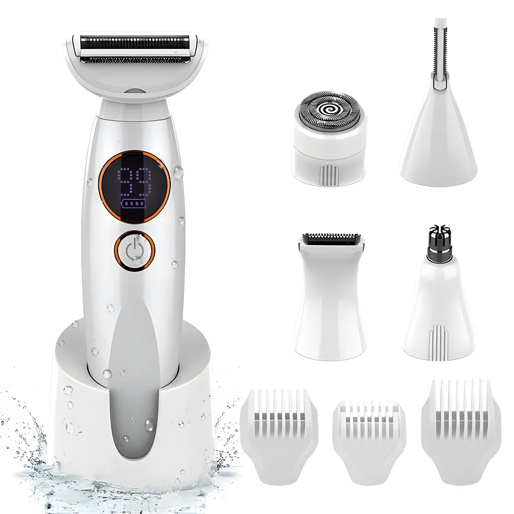 5 in 1 Waterproof Lady Epilator Painless Safe Electric Rechargeable Women Hair Removal Device French Language Household Use