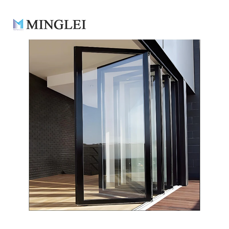 Minglei Best Exterior Bi Folding Aluminum Patio Bifold Doors Accordion Folding Glass Door