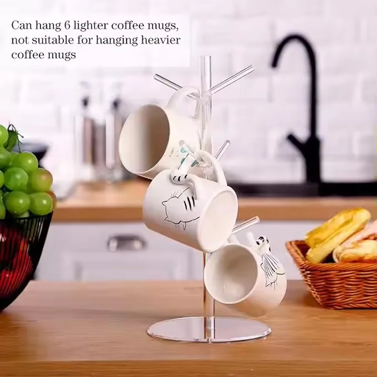 Acrylic Cup Holders - Stylish 14-Inch Coffee Mug Tree Rack