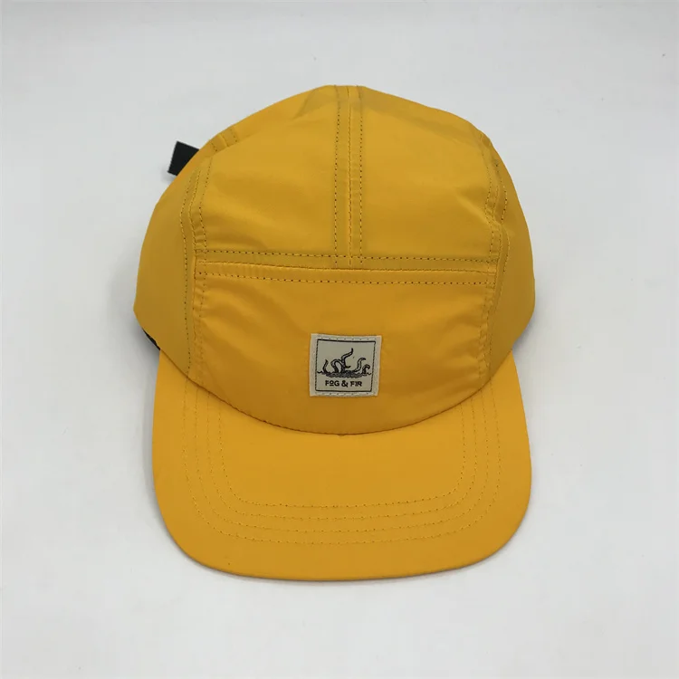 Waterproof Nylon 5 Panel Hat With Custom Label Patch Wholesale Hats