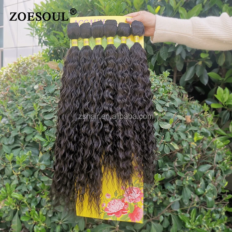 High Quality Synthetic 6 Pcs 26" 28" Malaysian Curly Hair Weave Bundle