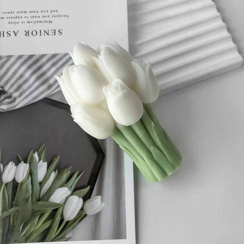 Tulip Bouquet Silicone Mold Flower Aromatherapy Candle DIY Resin Plaster Ornament Mold Cake Tools factory