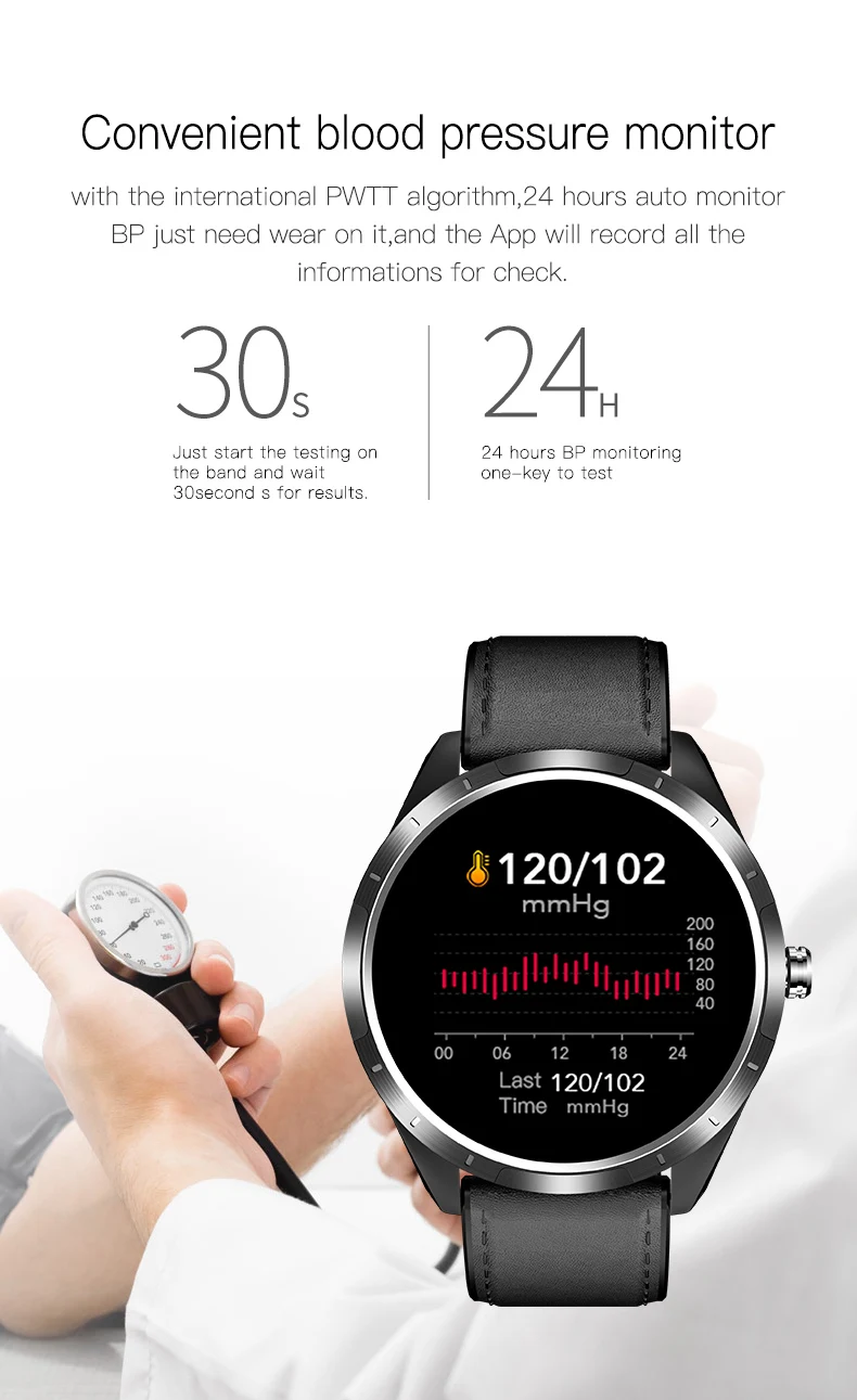 24 Hours Ecg Monitoring Hband App Round Smart Watch X3 Heart Rate Blood ...