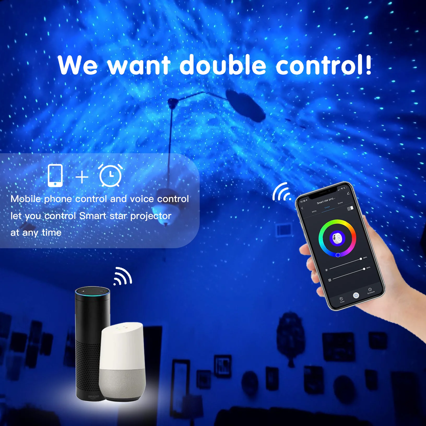 
Умный Галактический проектор с Wi-Fi, проектор звездного неба, лазерный проектор звездного неба, Ночной светильник с Alexa и Google Home 