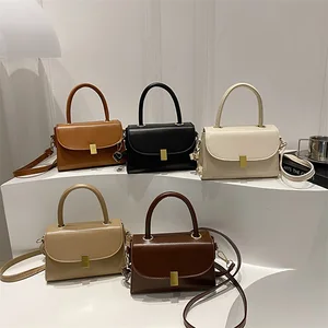 New Fashion Simple Casual Korean Version Square Design Handbag Lady Shoulder Pu Leather Bags for Women