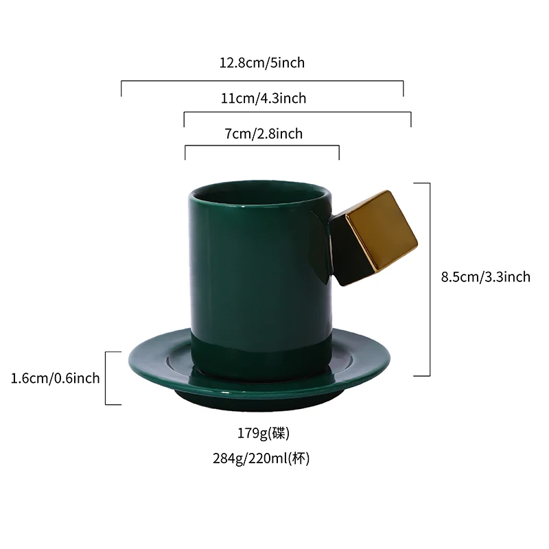 Promotional Eco Ware 220ml Porcelain Coffee Mug Normal Size Cappuccino Espresso Cups Golden Handle Ceramic Cold Safe Camping details