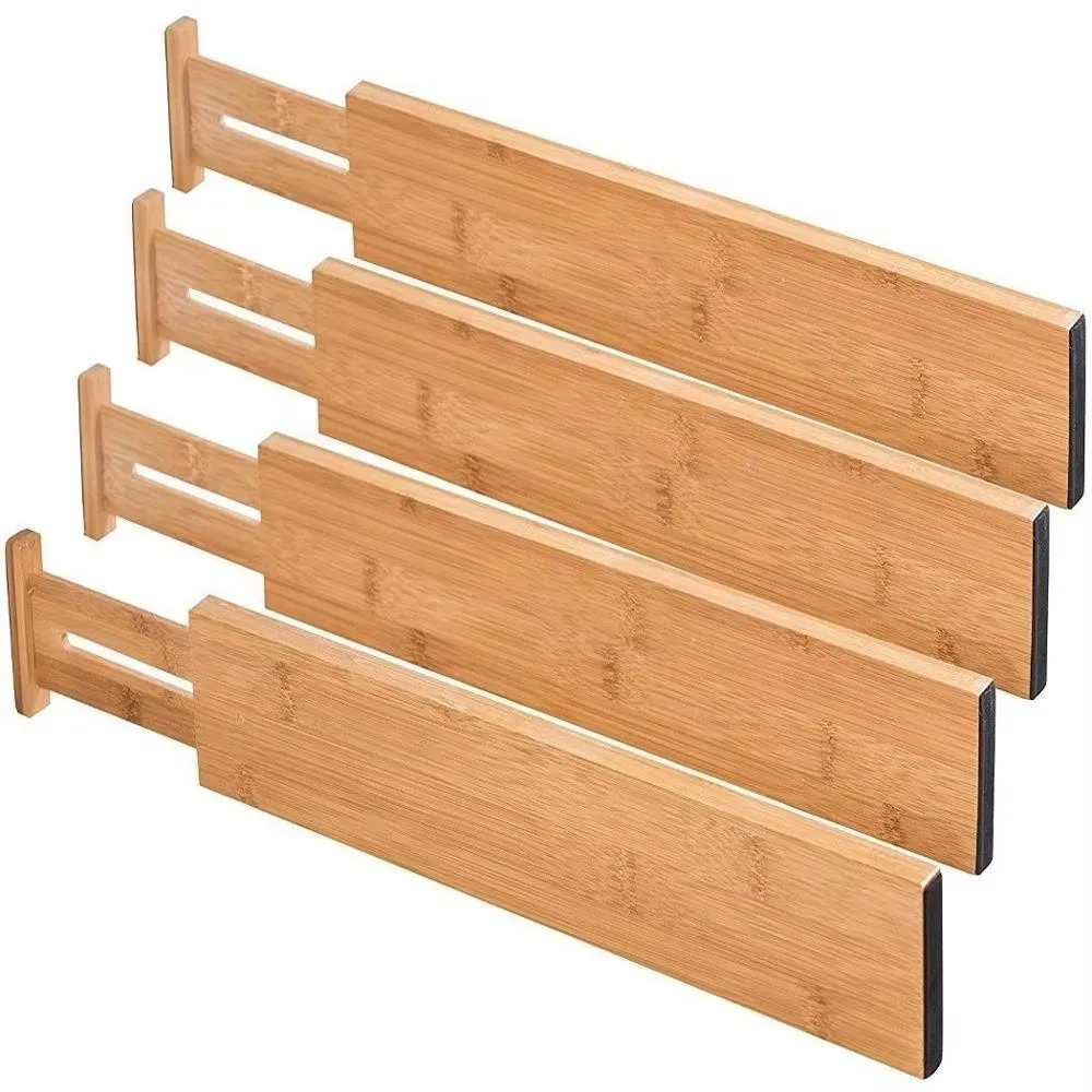 product adjustable bamboo kitchen drawer divider separators organizers expandable 4 dividers drawer organizers for kitchen custom logo-2