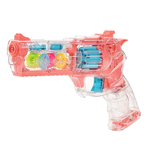 Interesting Transparent Electronic Toy Guns Mechanical Gear with Light and Music Effects Plastic Electronic Toy Gear