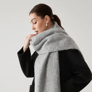 Roregal Autumn/Winter New Solid Color Soft Wool Knitted Scarf Thickened Winter Scarf Warm Solid Women's Long Scarves