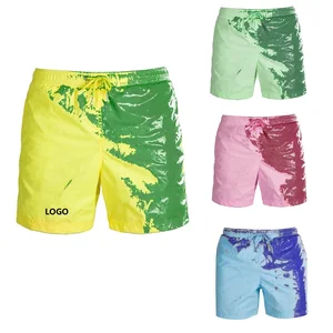 Custom Men's Casual Sports Quick Dry Swimsuits Temperature Sensitive Board Shorts That Change Color for Summer Beach Vacations