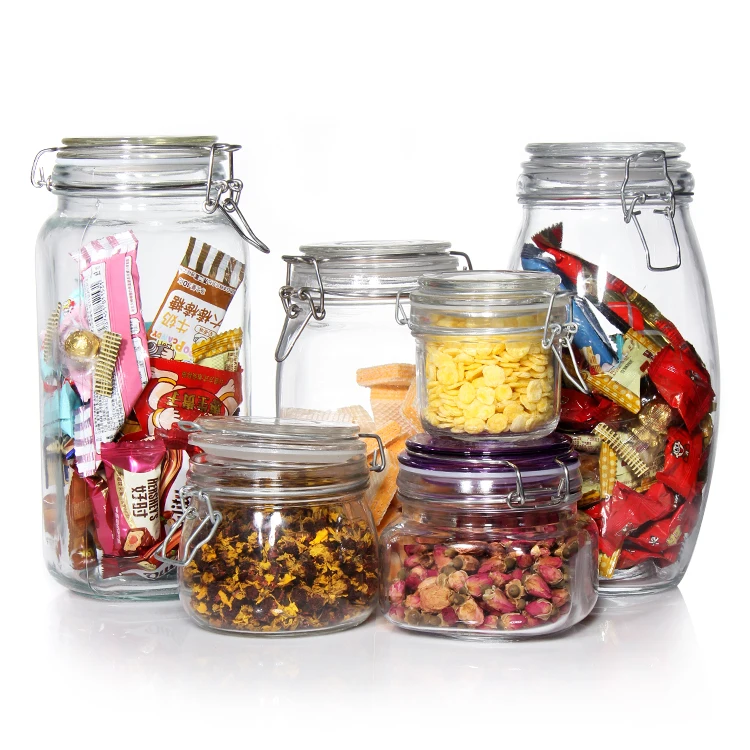 500ml 750ml 1000ml 1500ml Air tight Glass Jar BPA free Eco-friendly Food  Grade Leak Proof All-Purpose