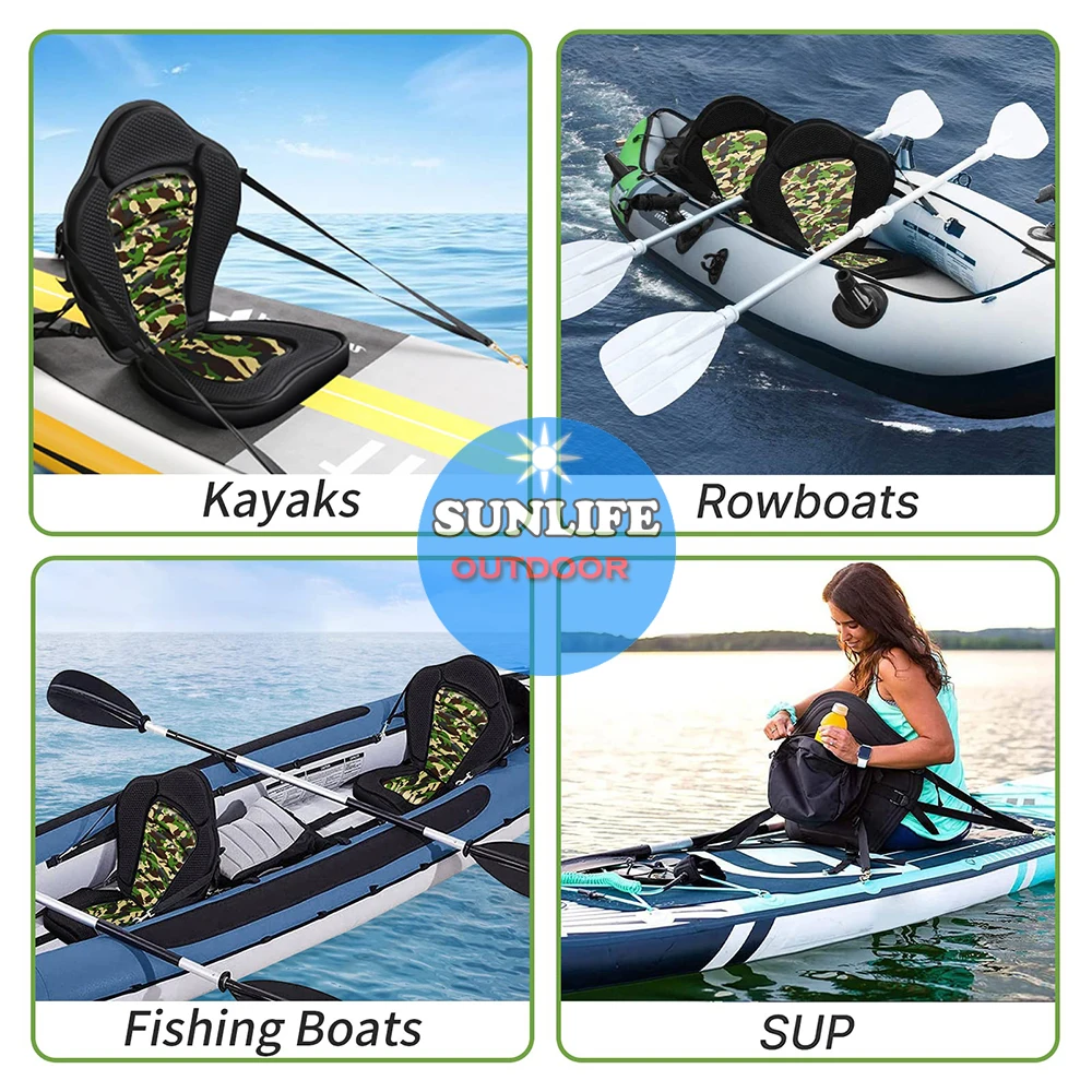 Kayak Padded Seat Boat Cushion, Back Support, Adjustable Backrest, Soft  Nonslip Kayaking Seat Canoe Boat Seat Comfortable for Drifting Kayaking 