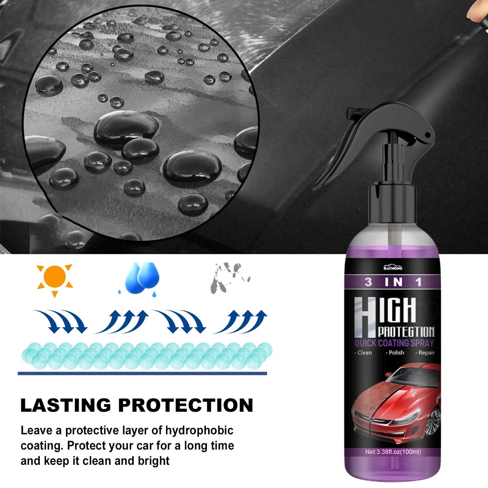 C0686 100ml 3 In 1 Car Nano Ceramic Coating Polishing Spraying Wax