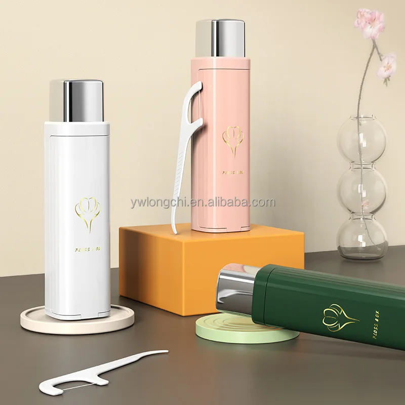 2023 Newest Fashion Automatic Portable Ejection Dental Floss Stick Box Smart Cleaning Storage Box for Floss