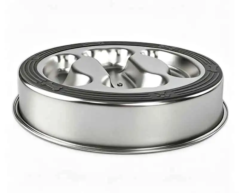 product stainless steel spiral slow feeder pet bowl anti slip anti tip over dog cat feeding bowl for teddy golden retriever-7
