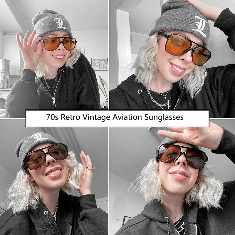 High Quality Fashion Brand Designer Oculos De Sol Custom logo Men Women Classic Aviation Style Orange Yellow Lens Sunglasses