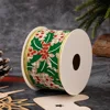 Red Glitter Dot Green Leaf Ribbon